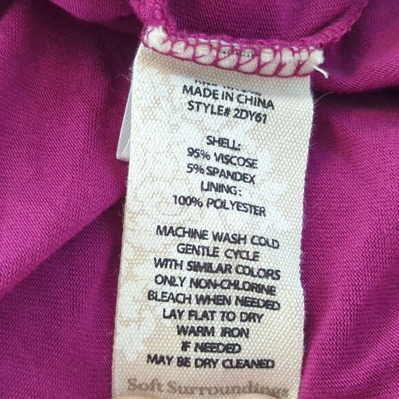 Soft Surroundings Sleeveless Magenta Maxi pullover Ruched Waist Dress size L - Picture 13 of 16